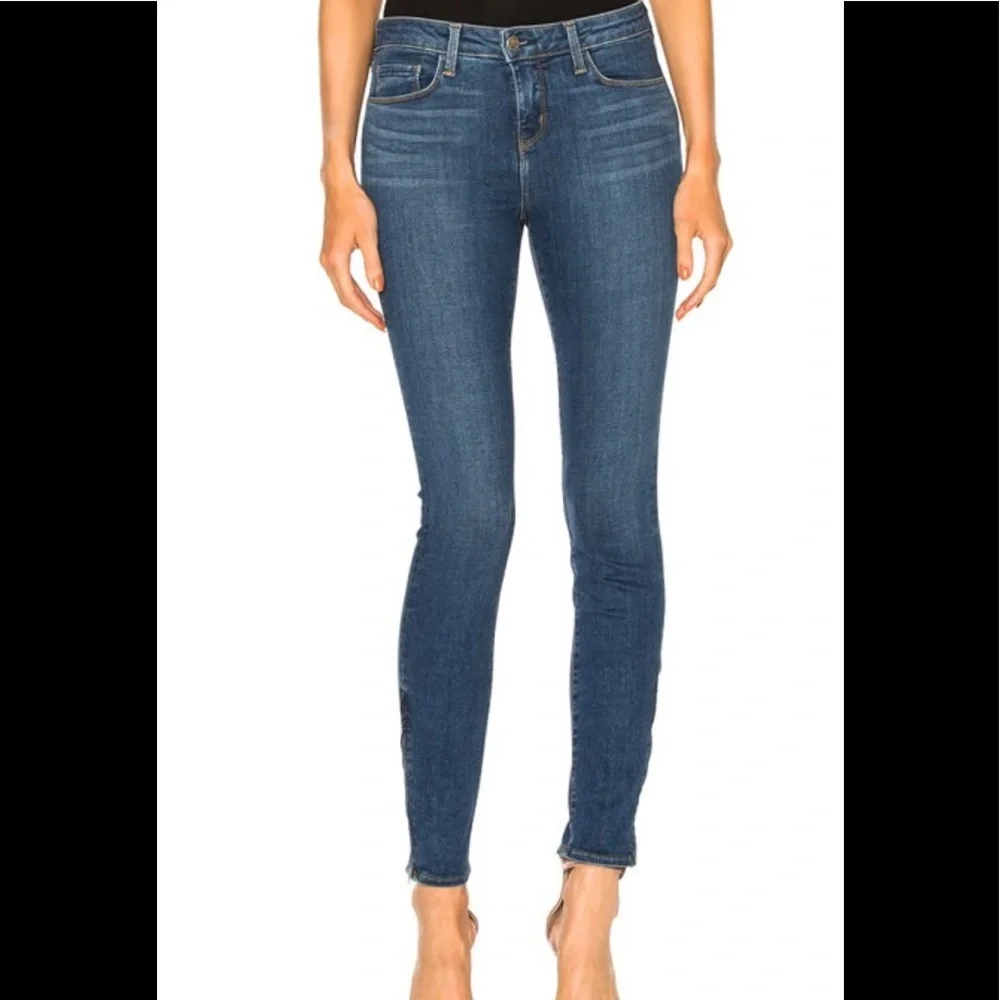 L’AGENCE Chanelle Mid Rise Skinny Zip Jean Dark Vintage Sz 25 NWT New Lagence